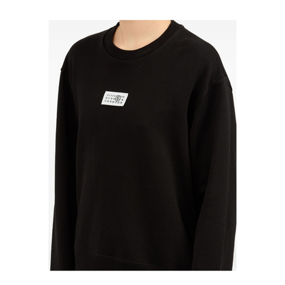 Black Numbers Appliqué Crew Neck Long Sleeve