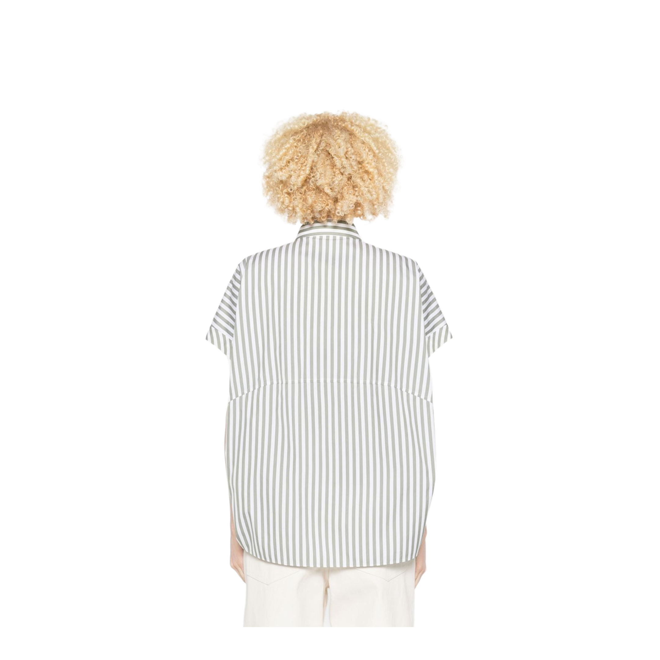 Cotton and Silk Striped Shirt Green