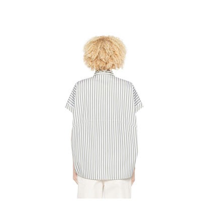 Cotton and Silk Striped Shirt Green
