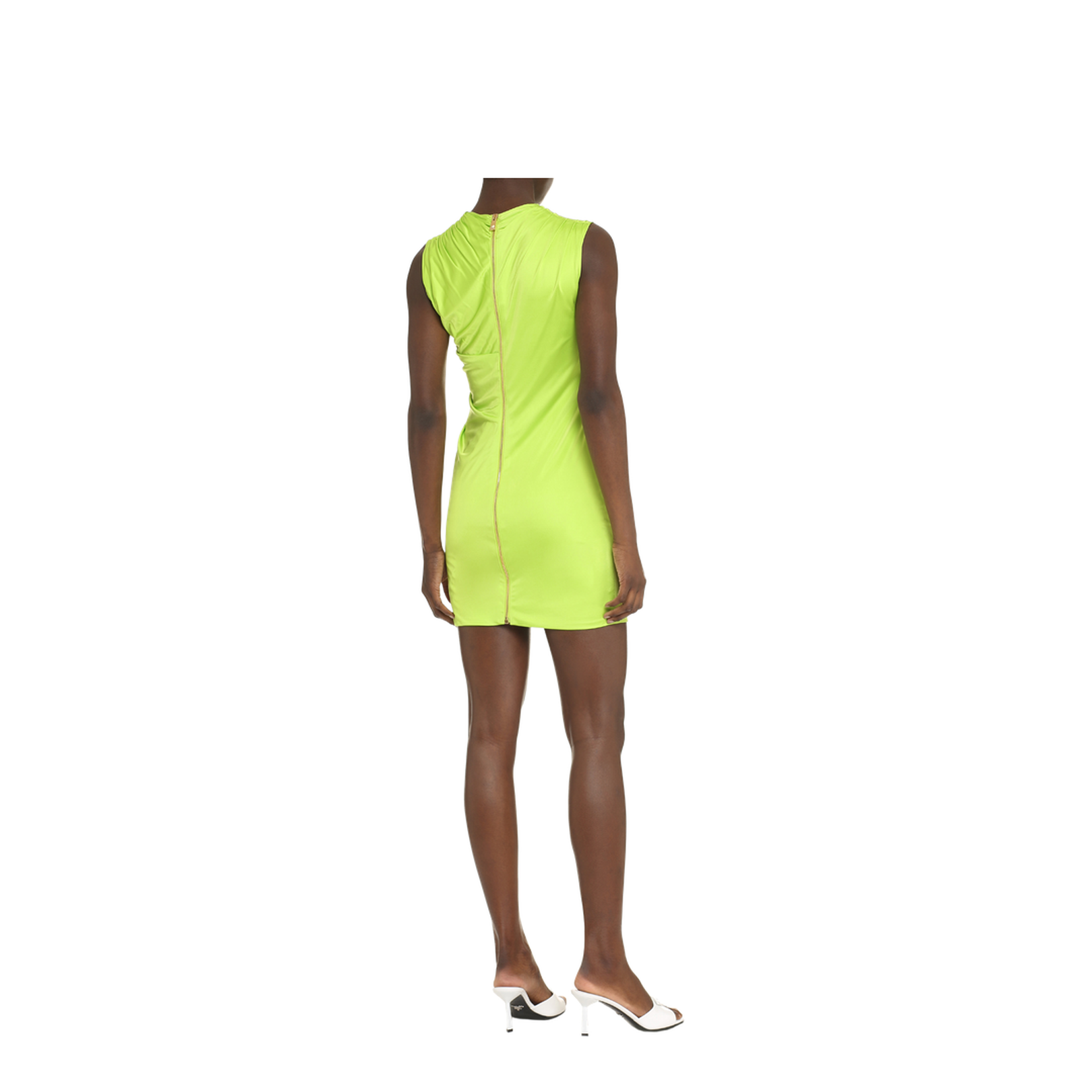 Gathered Crossover Neck Jersey Minidress