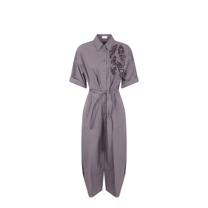 Cotton Long Dress - Brown