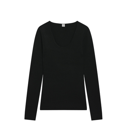 MAYFEYR - Toteme - Black Wool-Blend Knit Top - 254-WRT0571YA0128001