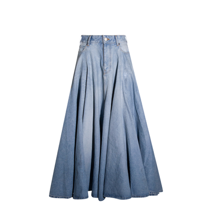 Godet Maxi Skirt in Dirty Light Blue