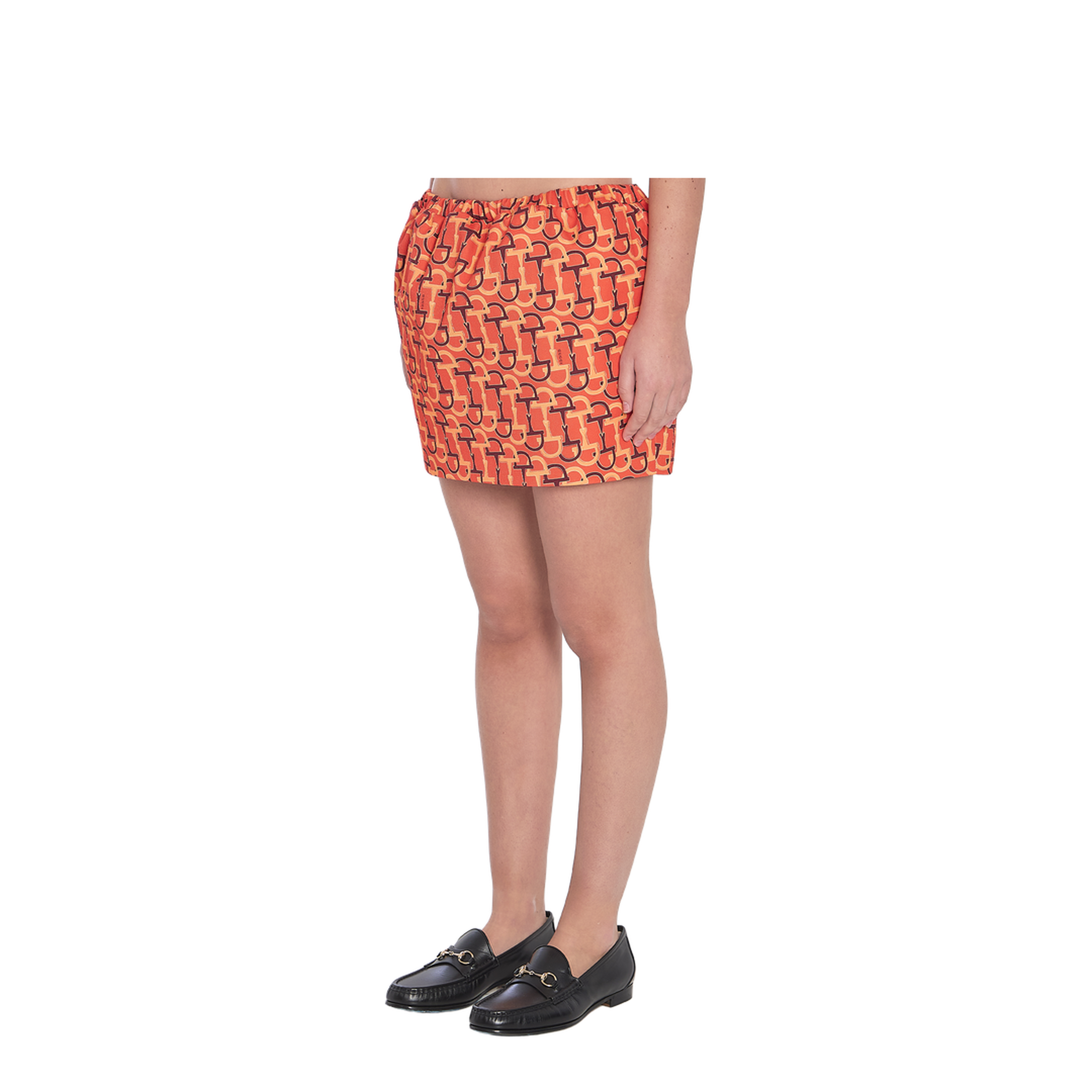 MAYFEYR - Gucci - Orange Printed Silk Skirt With Horsebit Motif - 832799ZAS9N7033