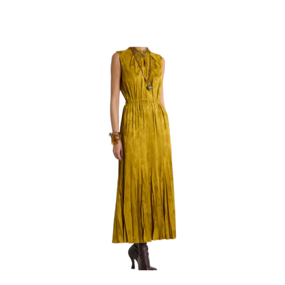 Long Dress with Leafy Jacquard Motif