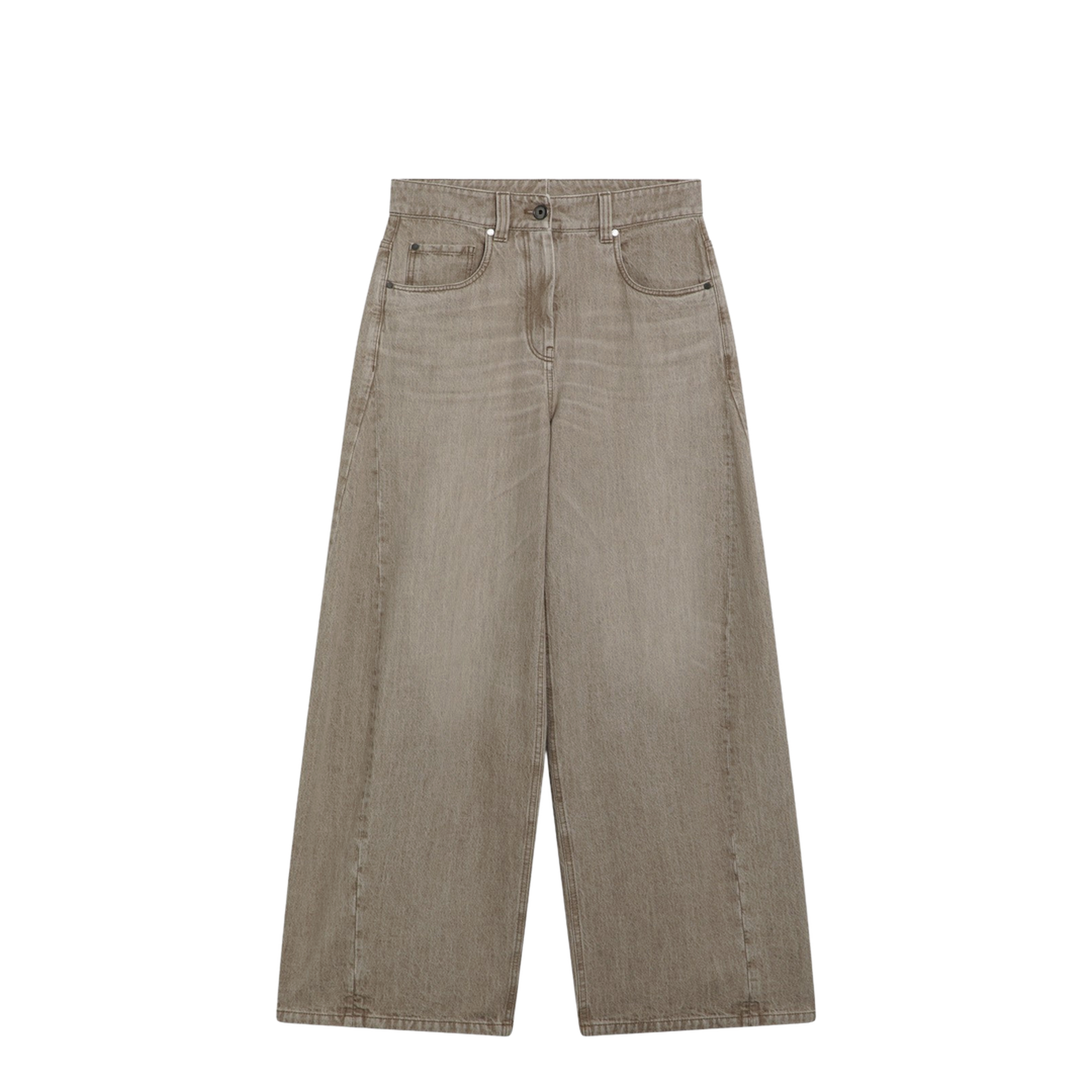 Wide-leg desert-colored jeans