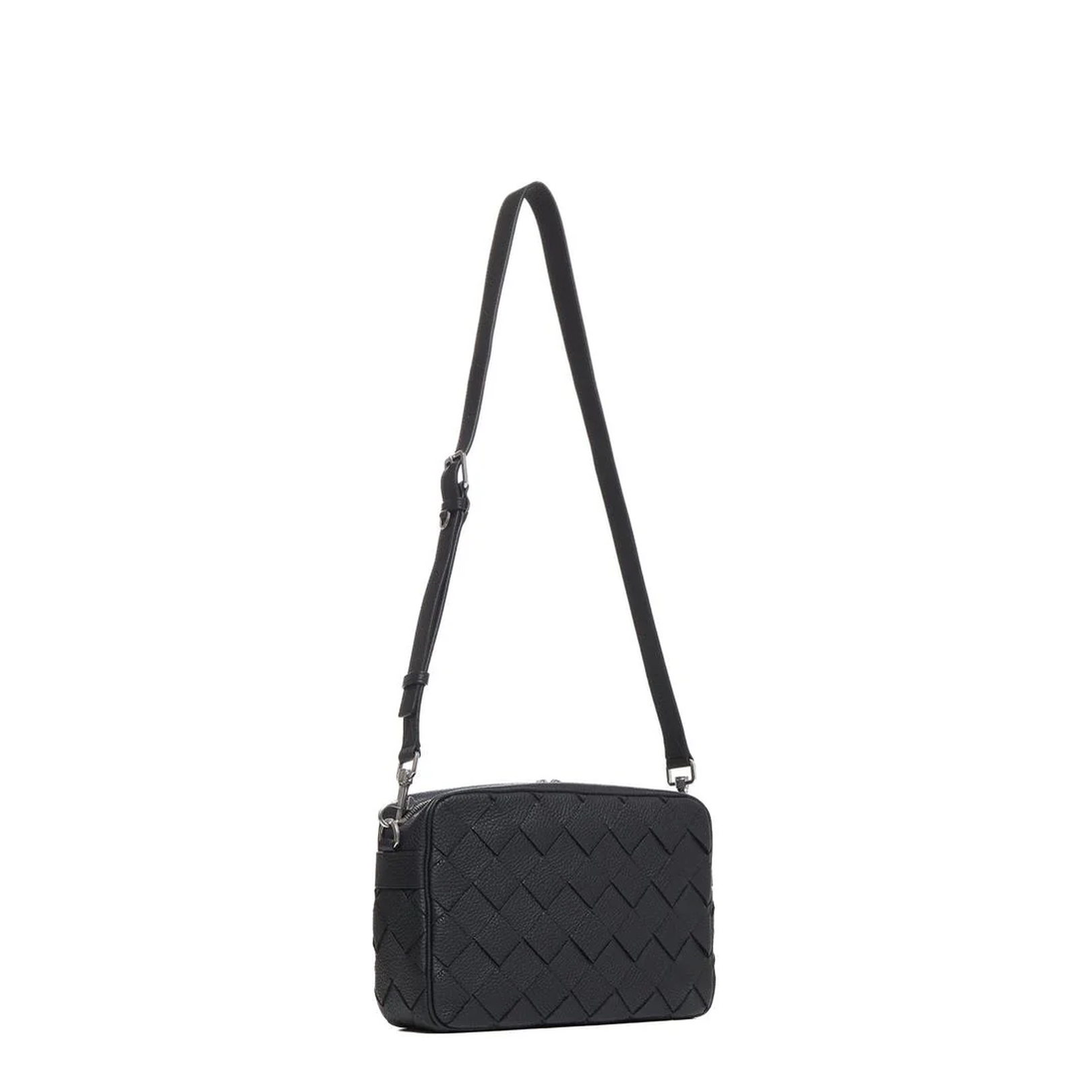 Intrecciato Leather Camera Bags - Black