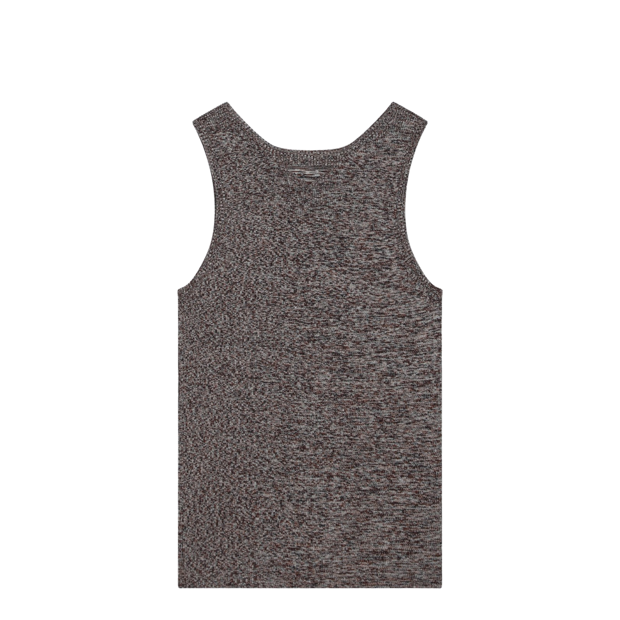 Ribbed Tank Top with Blue Brown Pattern