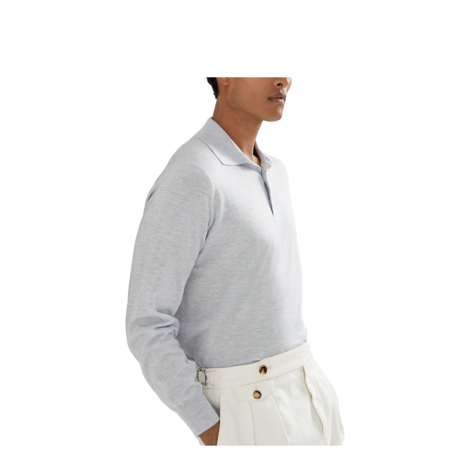 Lightweight Cashmere Silk and Linen Knit Polo Shirt