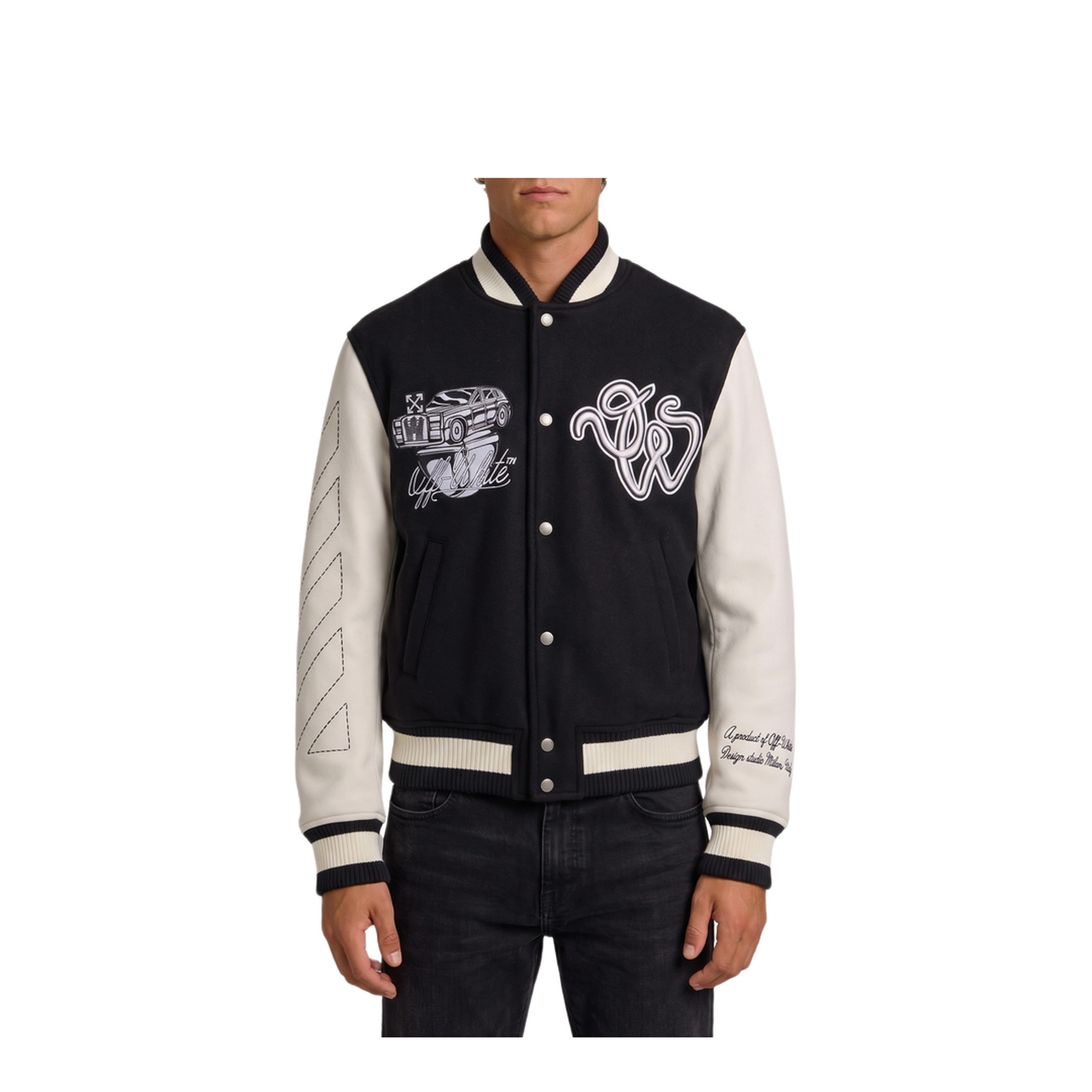 MAYFEYR - Off-White - Cat Off College Jacket - OMEH053F26FAB00100001