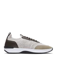 Beige And Light Brown Linen And Cotton Knit Sneakers