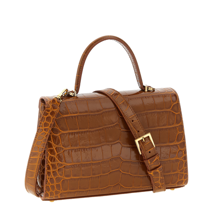 Medusa 95 Leather Handbag Brown