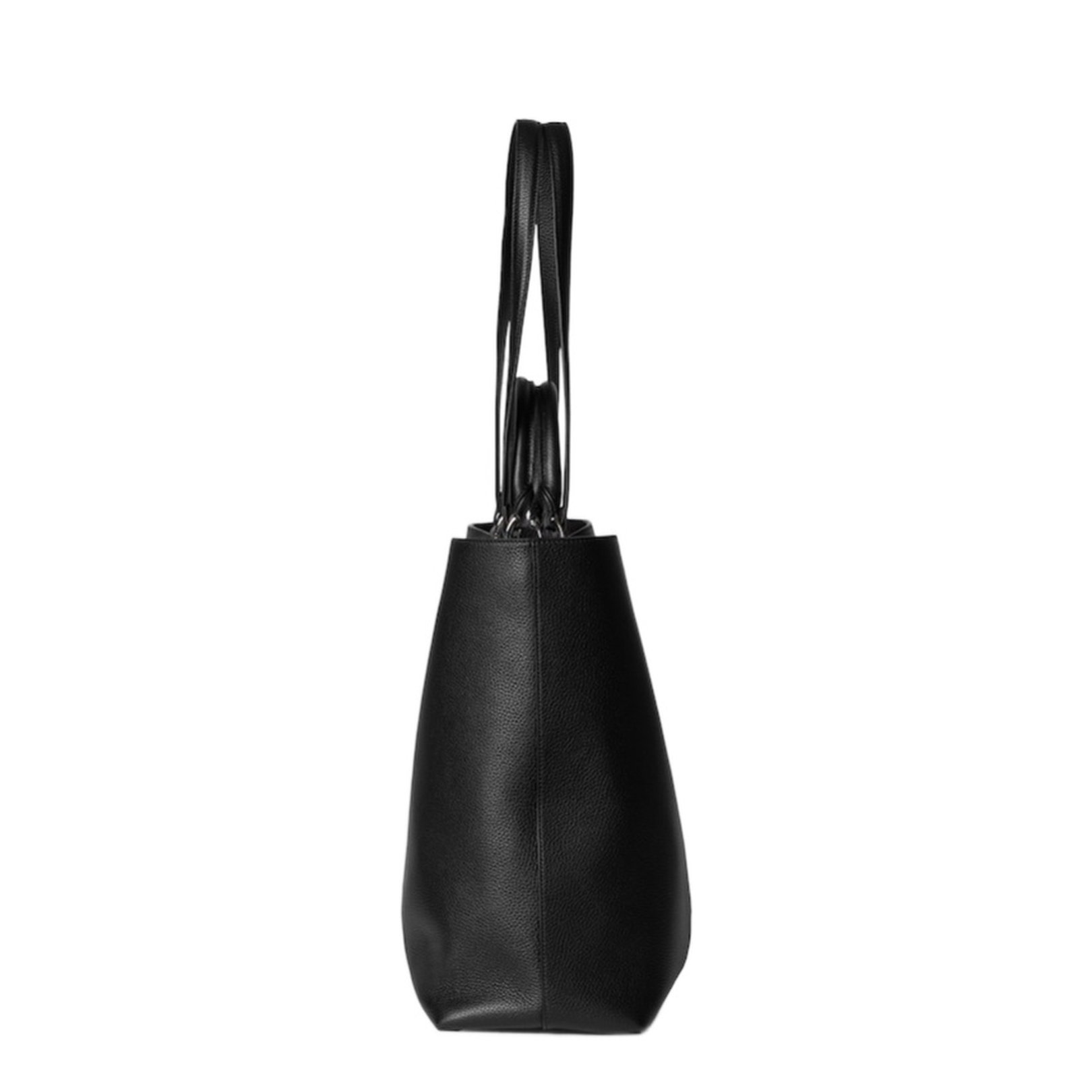 Large Tote Bag with Web in Black Leather