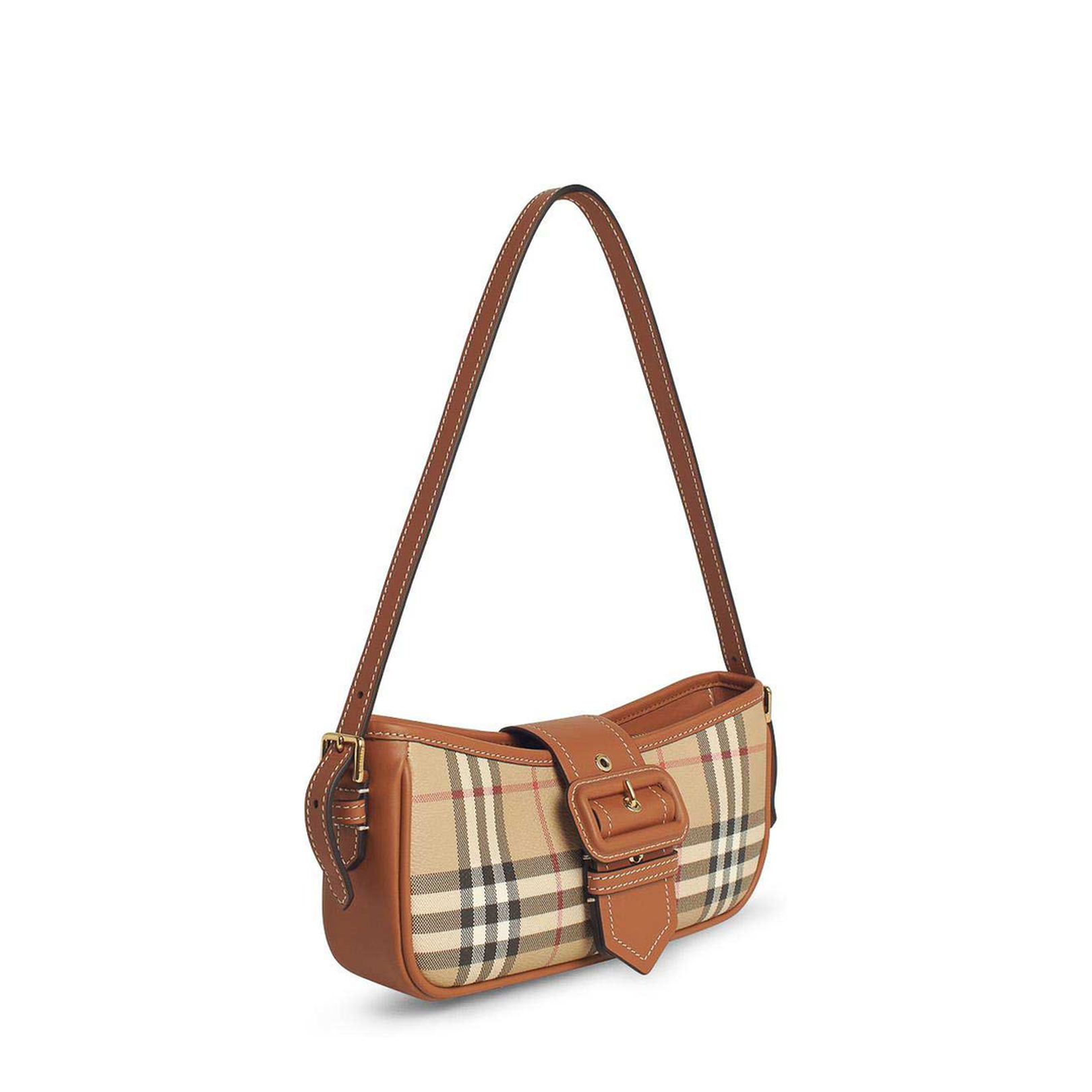 Adjustable Shoulder Bag with Check Pattern