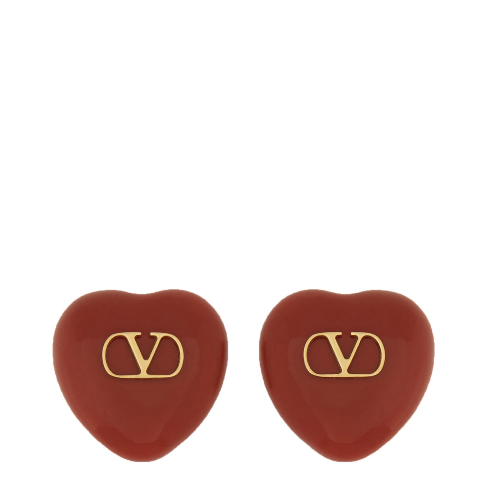 Red Enamel And Metal Coeur Royal Earrings