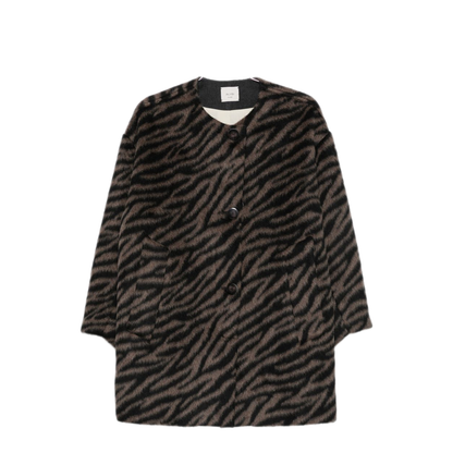 MAYFEYR - Alysi - Brown Tiger Print Brushed Texture Coat - 166929A6239TIGRE