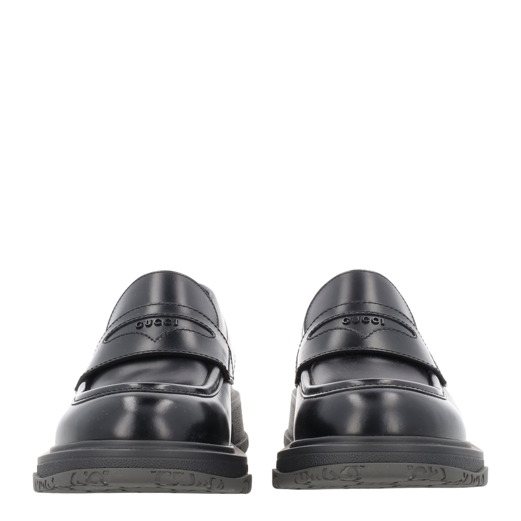 Black Leather Loafer with Logo