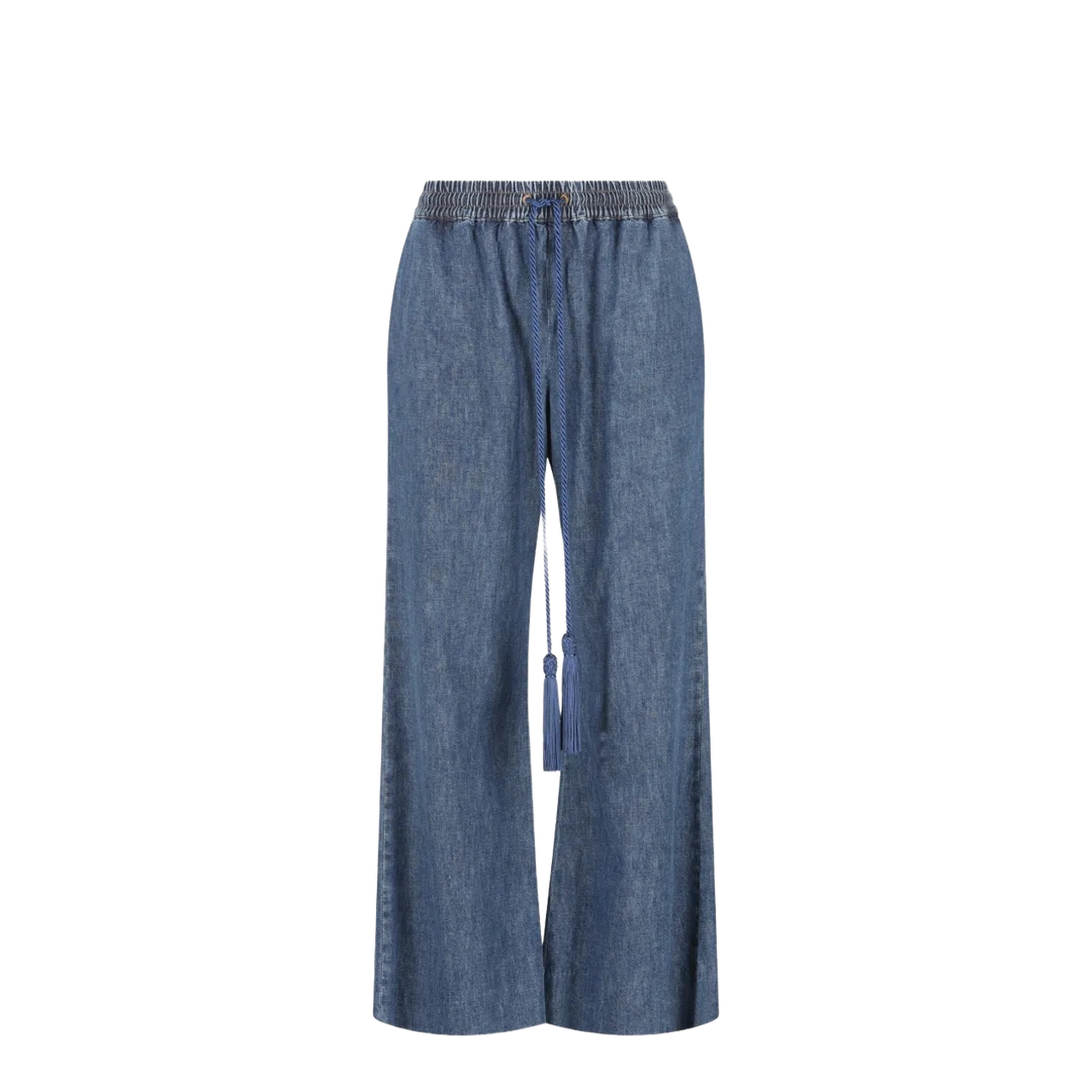 Tassel-Detail Wide-Leg Jeans