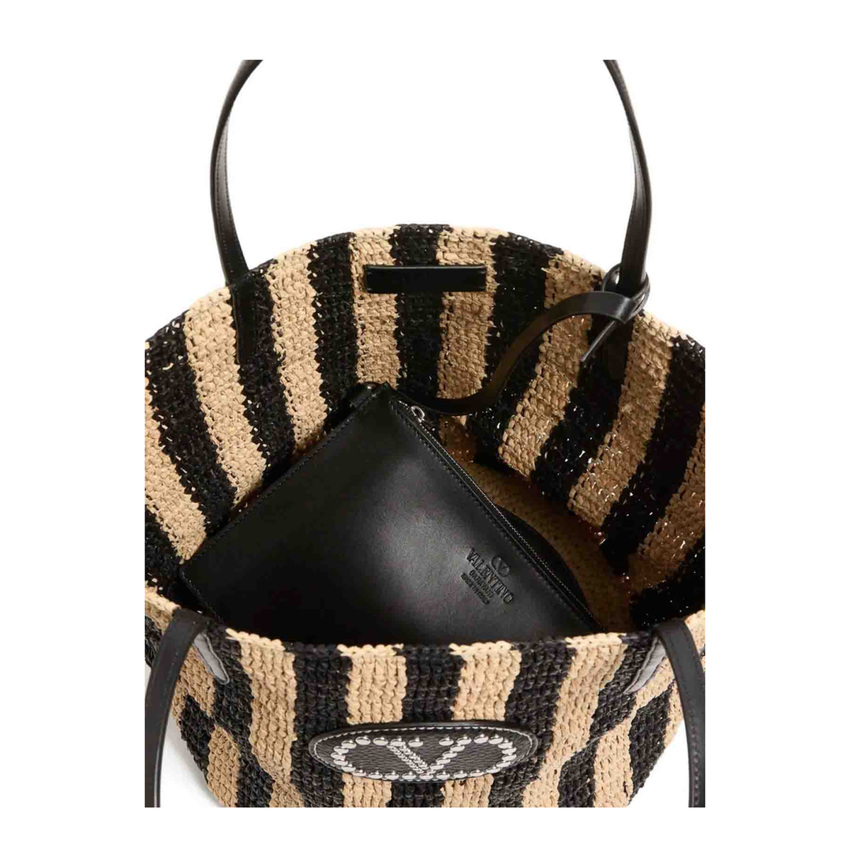 Striped Raffia Shopping Bag