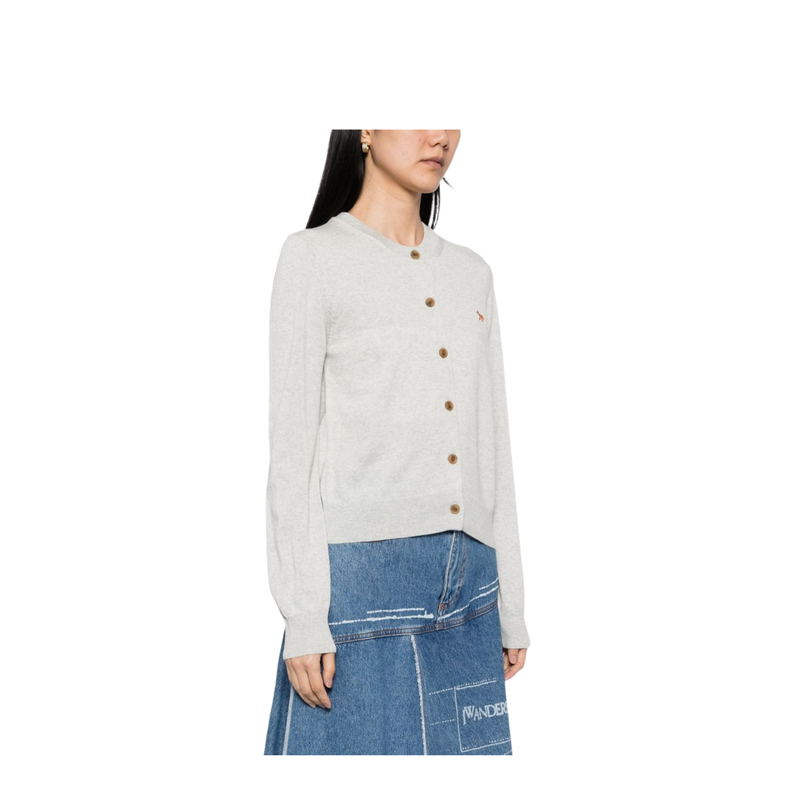 Light Grey Front Button Fastening Top