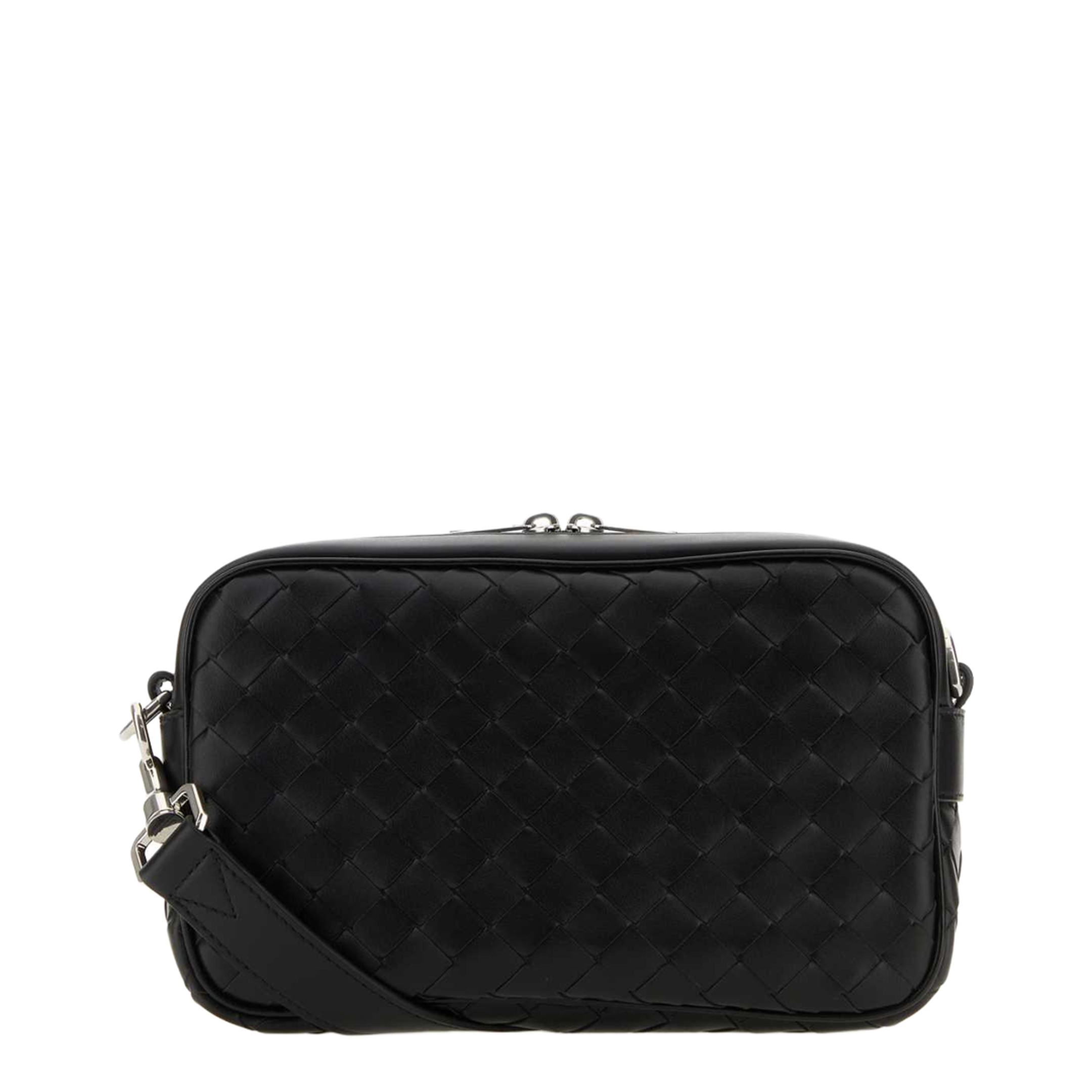 Intrecciato Small Leather Camera Bags - Black