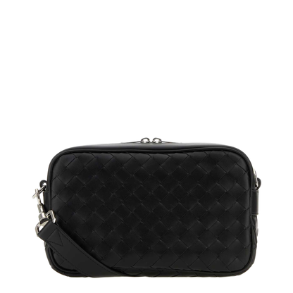 Intrecciato Small Leather Camera Bags - Black