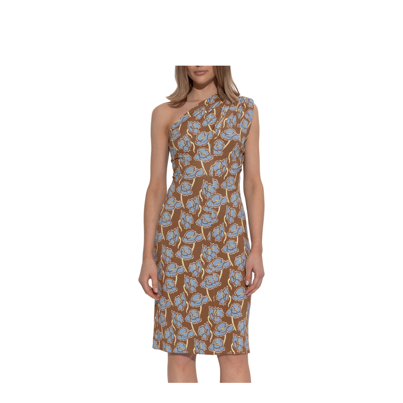 One Shoulder Dress in Multicolor Fabric