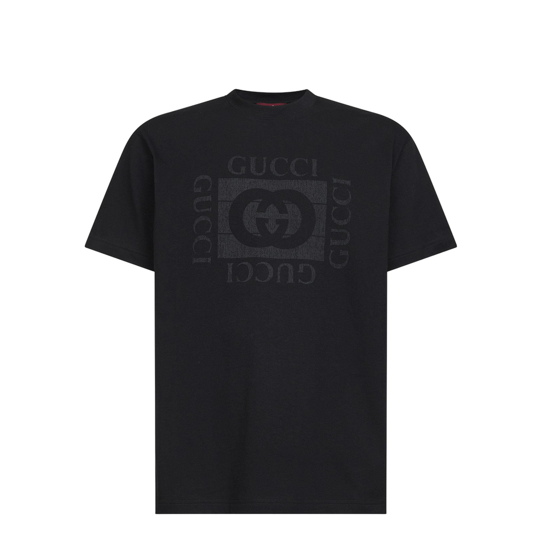 Cotton Jersey T-Shirt with Print in Black