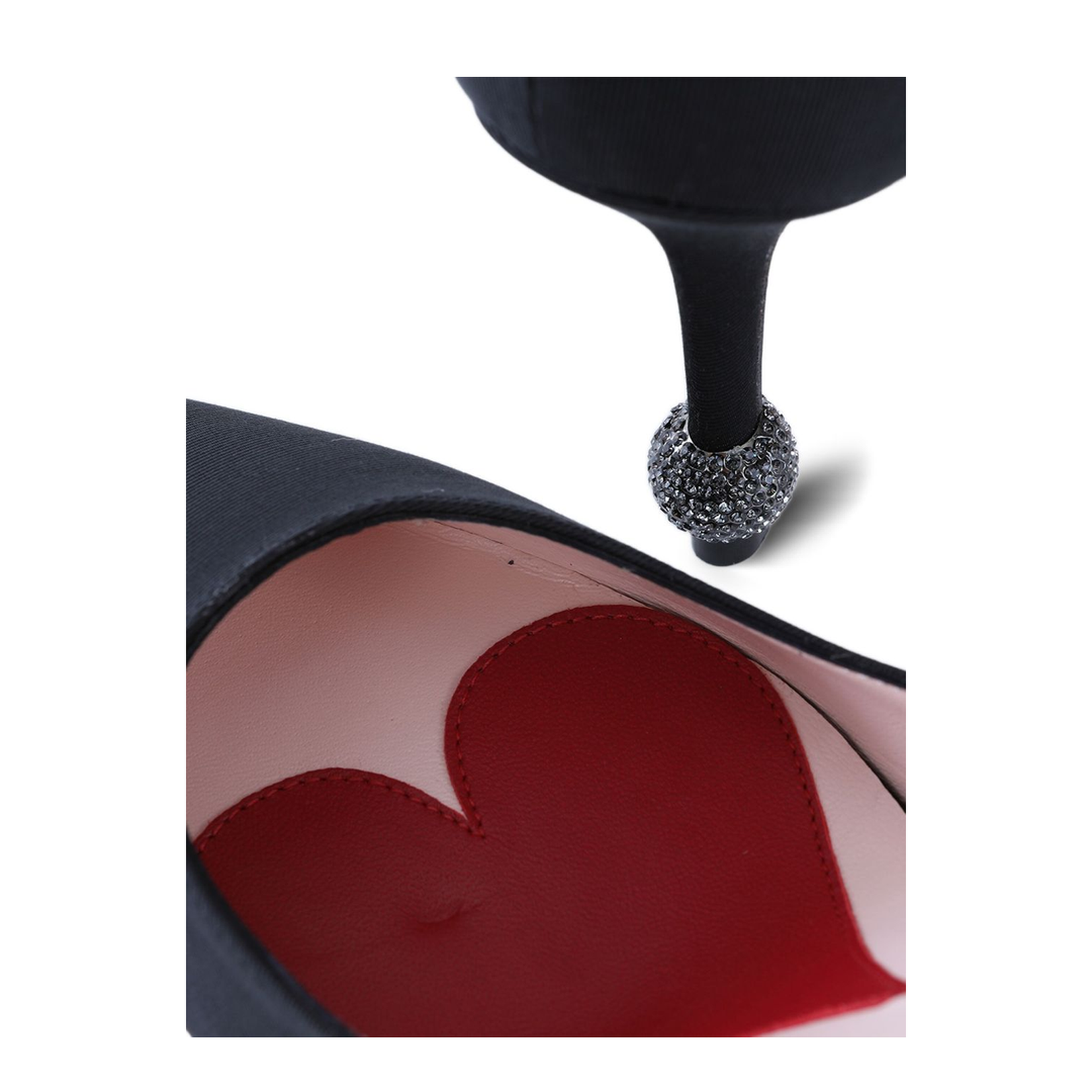 Jewel Heel Pumps in Grosgrain Black