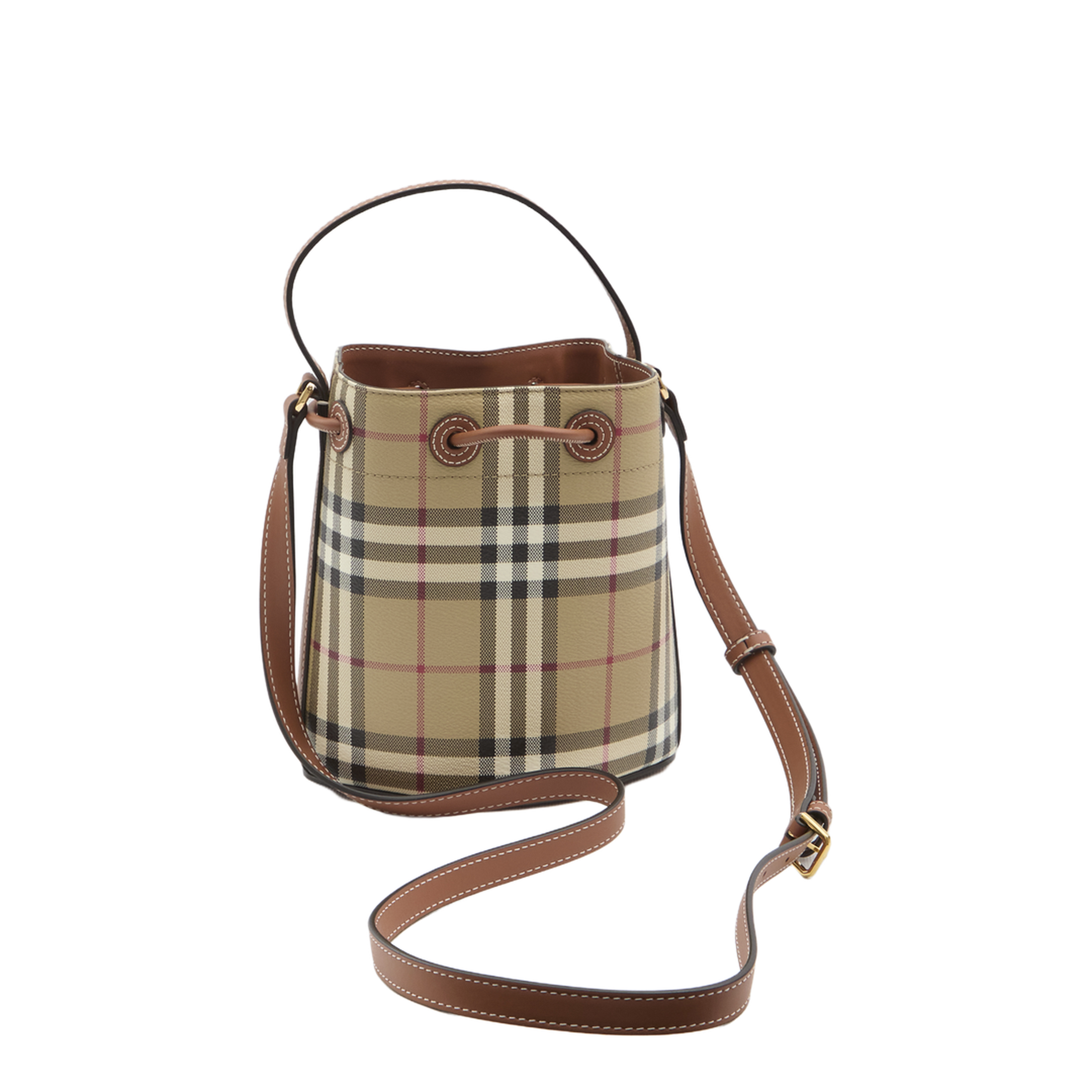 Check Mini Bucket Bag
