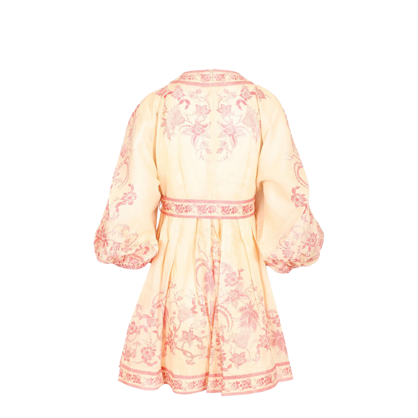 Light Pin Lucky Belted Printed Linen Mini Dress