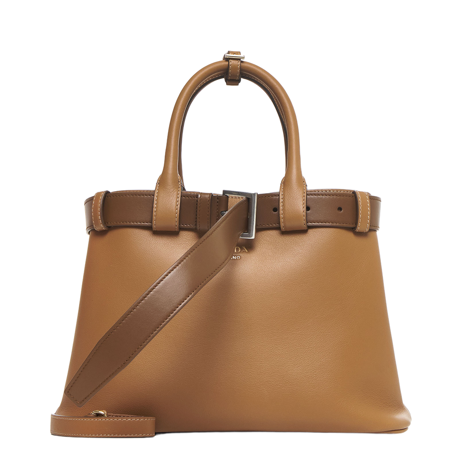 Buckle Leather Medium Tote Bag