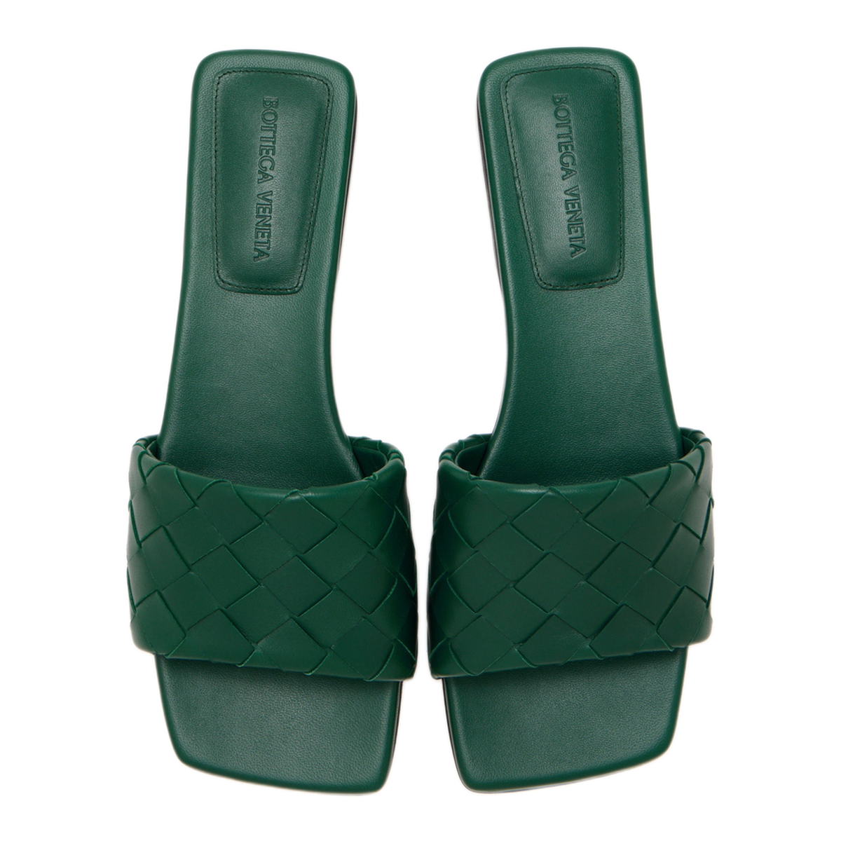 MAYFEYR - Bottega Veneta - Bottle Green Leather Parco Slippers - 837737V2ED03134