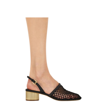 MAYFEYR - Ferragamo - Kay 40 Mesh And Leather Slingback - 01J6720781163NERO