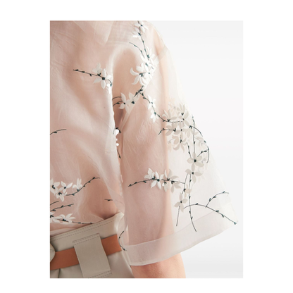 MAYFEYR - Prada - Floral-Embroidered Short-Sleeved Sheer Shirt - P433BRS18214KFF0009