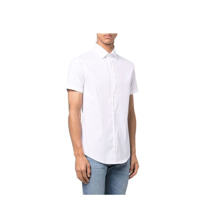 Cotton Shirt - White - Classic Collar Button Short