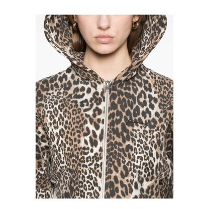 Leopard-Print Hooded Vest Brown
