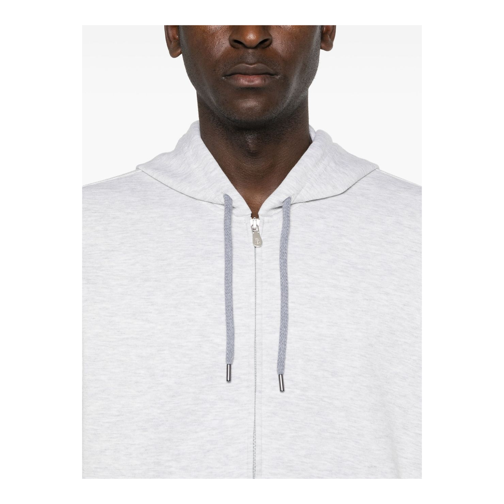 Heather Grey Cotton Blend Drawstring Hoodie