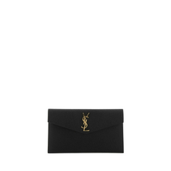 Uptown Leather Clutch, Gold Hardware