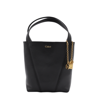 Spin Small Grained Cowhide Tote - Black