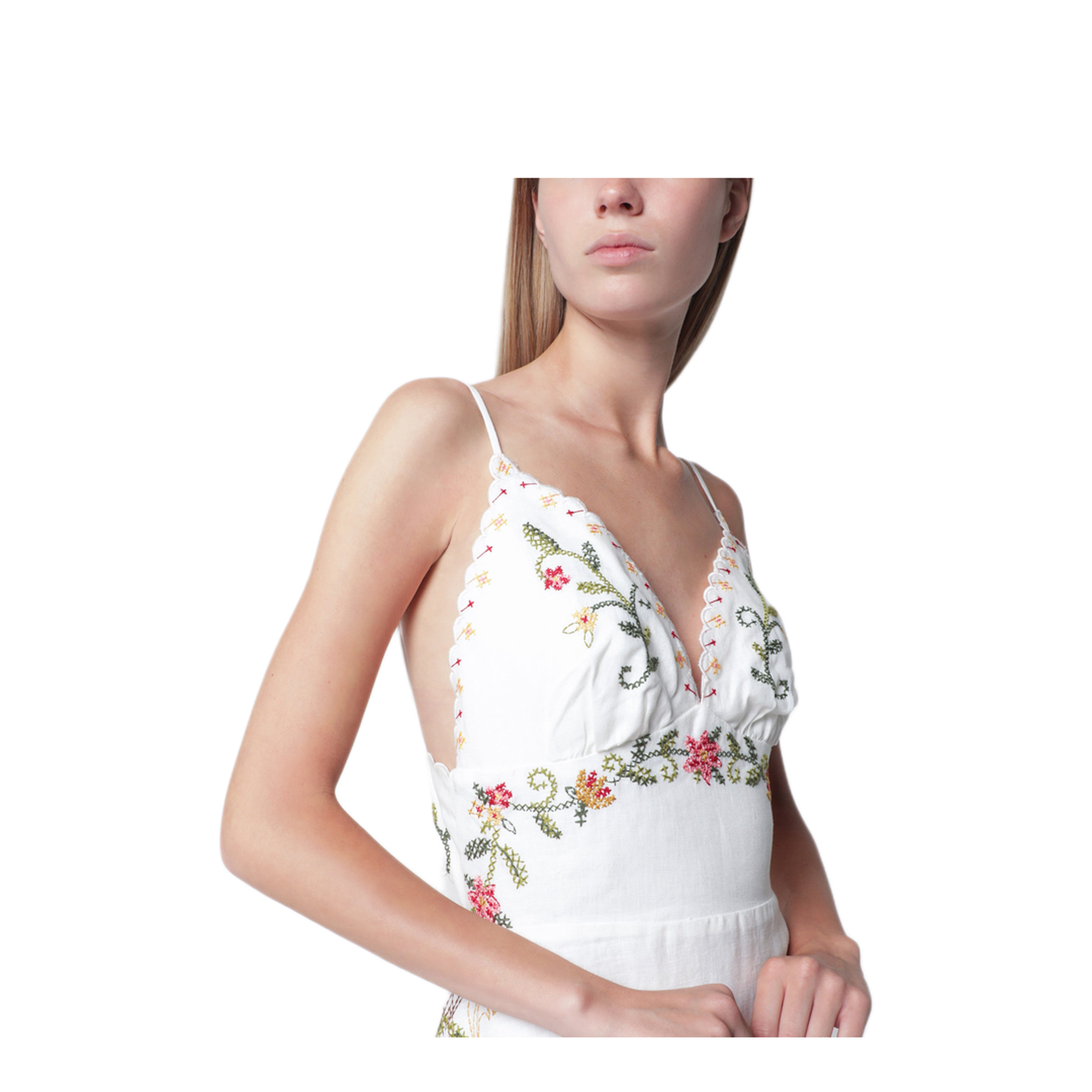 MAYFEYR - Farm Rio - Ivory Midi Dress With Floral Embroidery - 355804COL0025