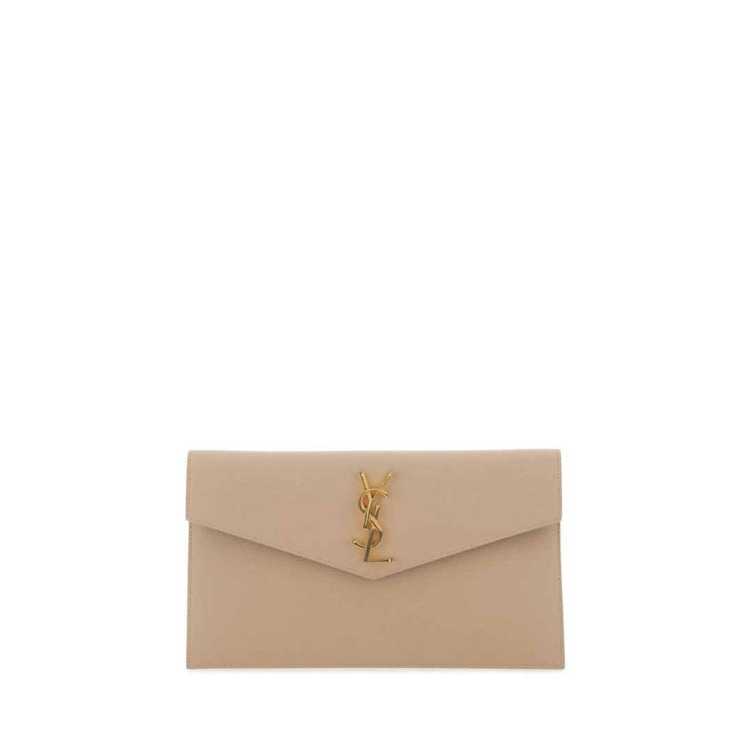 Uptown Leather Clutch, Gold Hardware