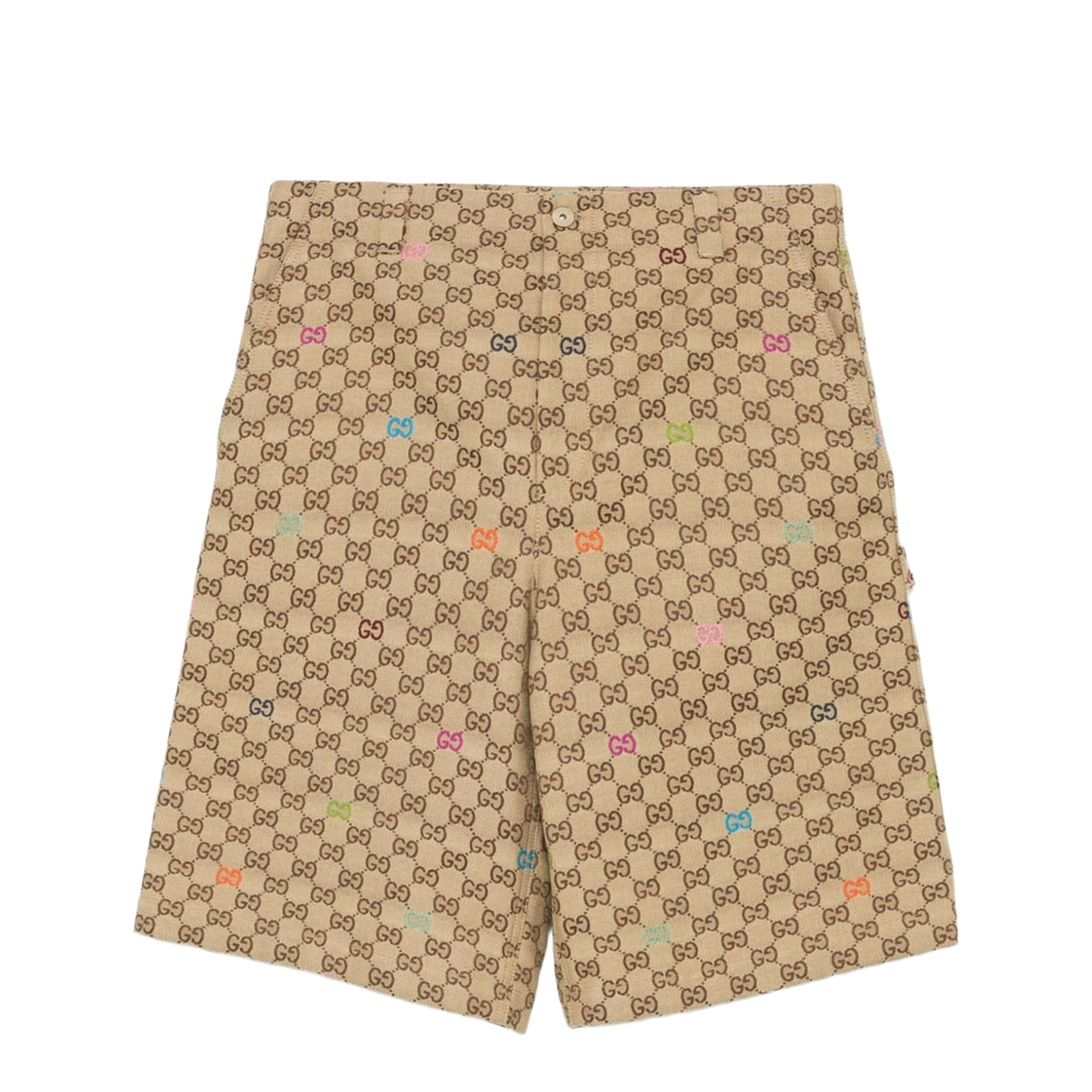 Canvas Shorts in Camel and Dark Brown