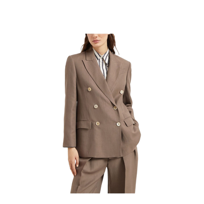Linen Blend Double-Breasted Jacket