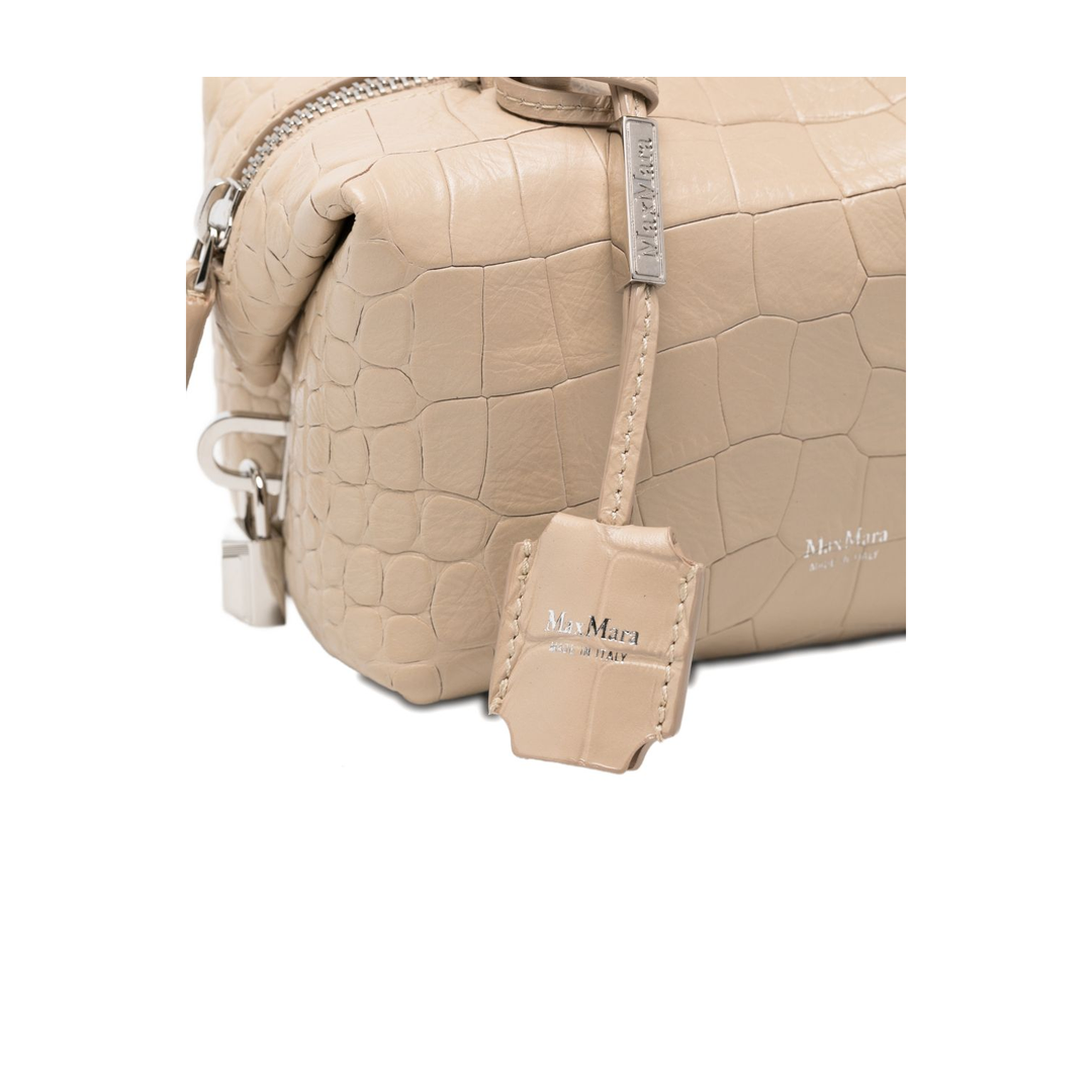 Boston Leather Handbag - Beige