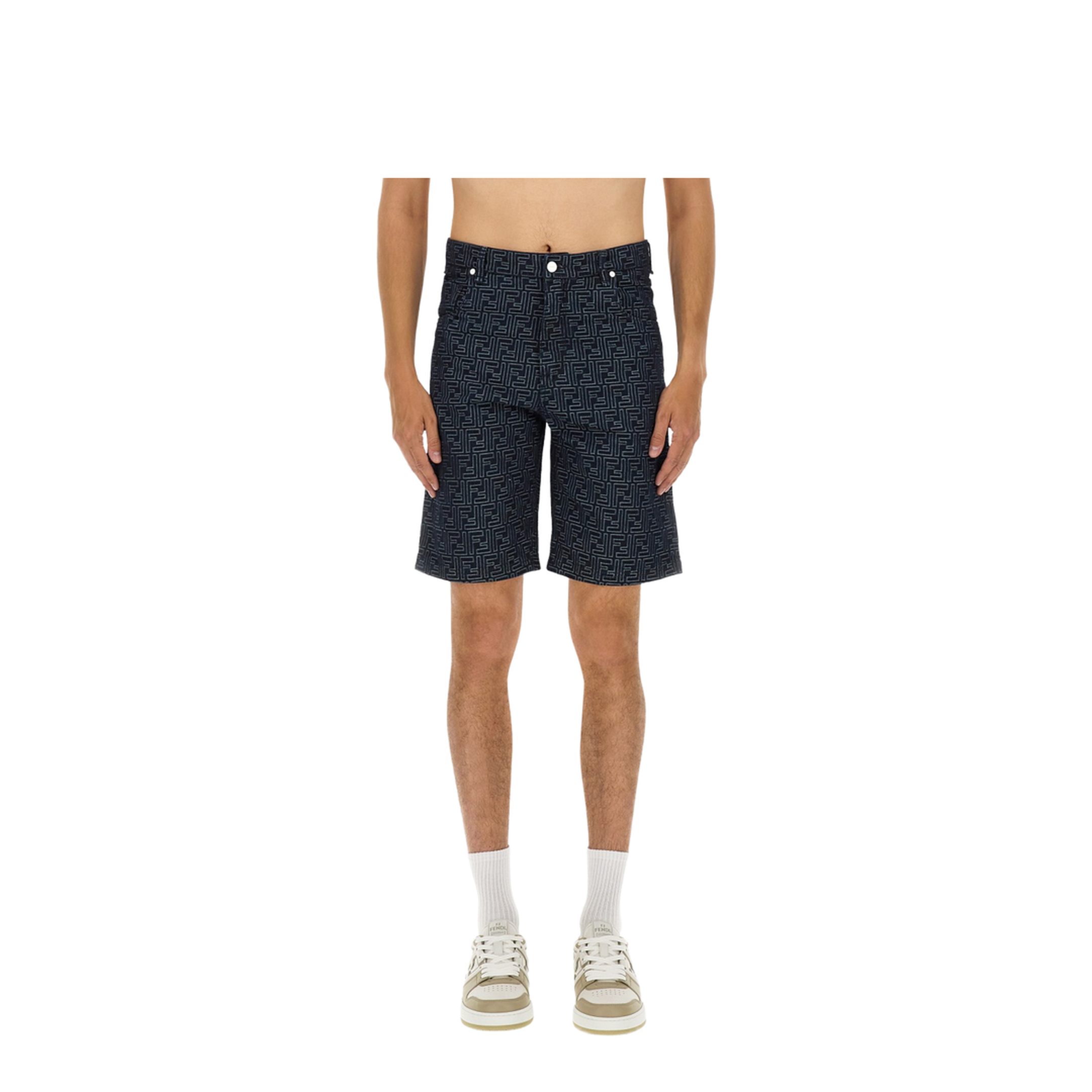 Jacquard FF Blue Denim Shorts