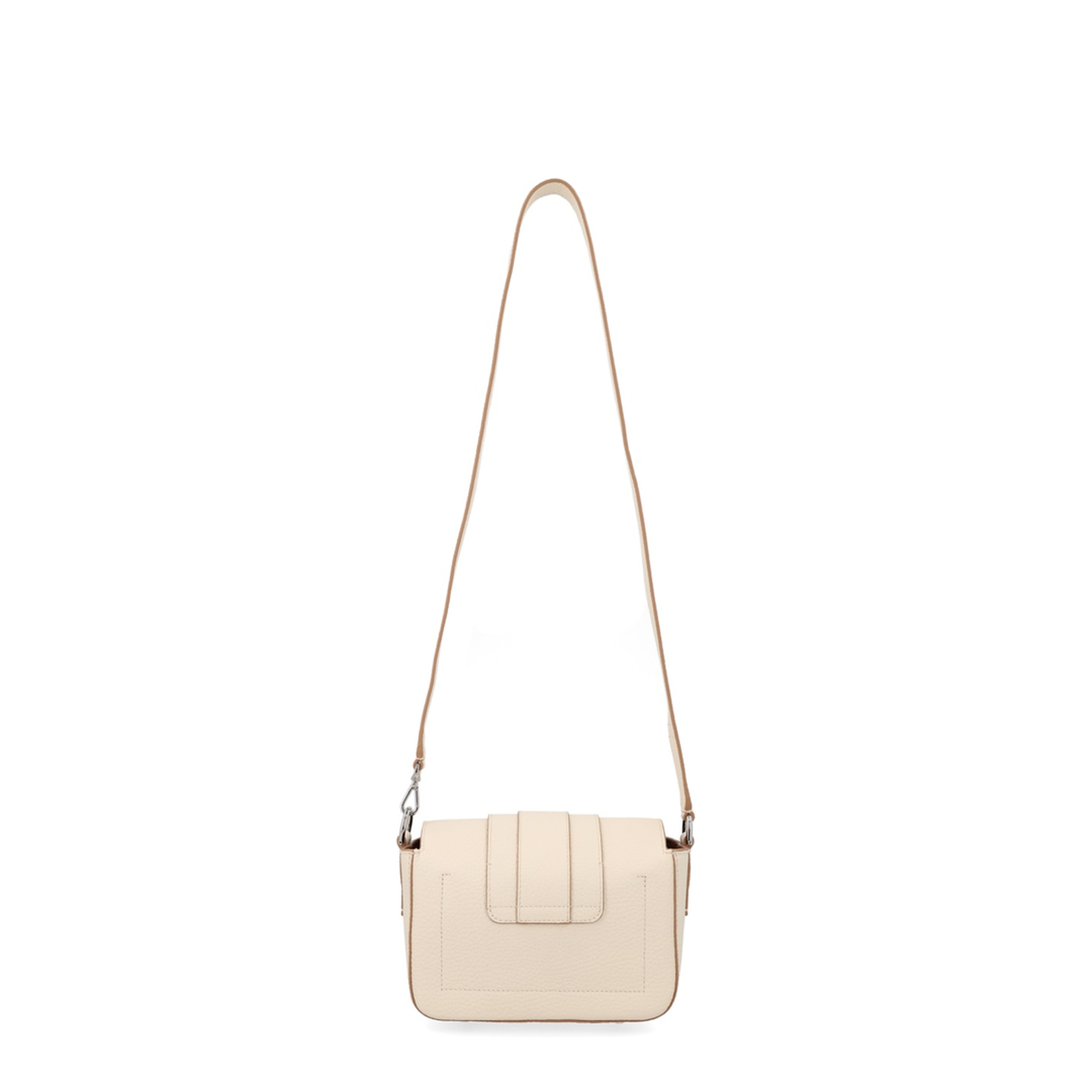 Trend Medium Hammered Leather Flap Bag - Light Beige