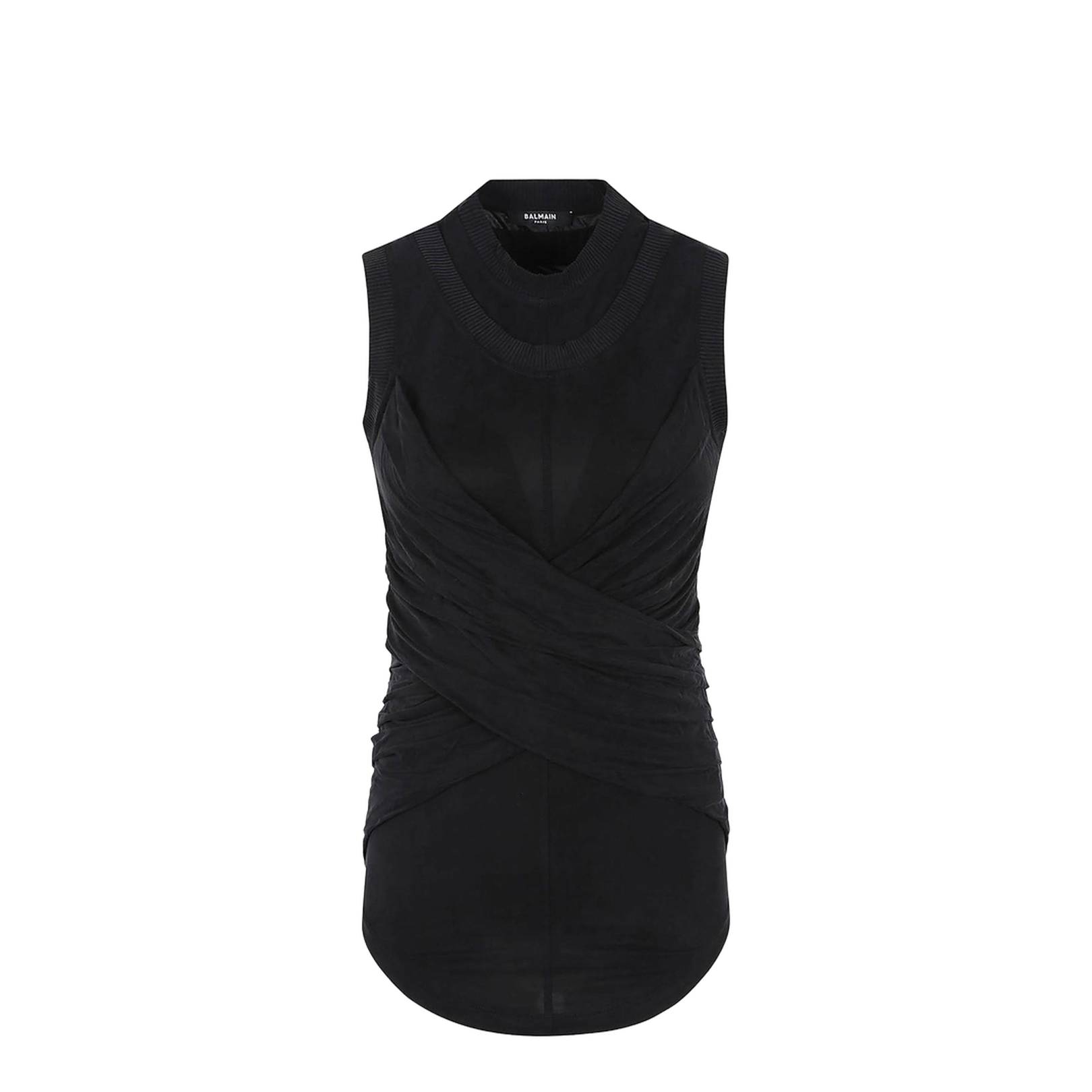 Black Twisted Double-Collar Tank Top