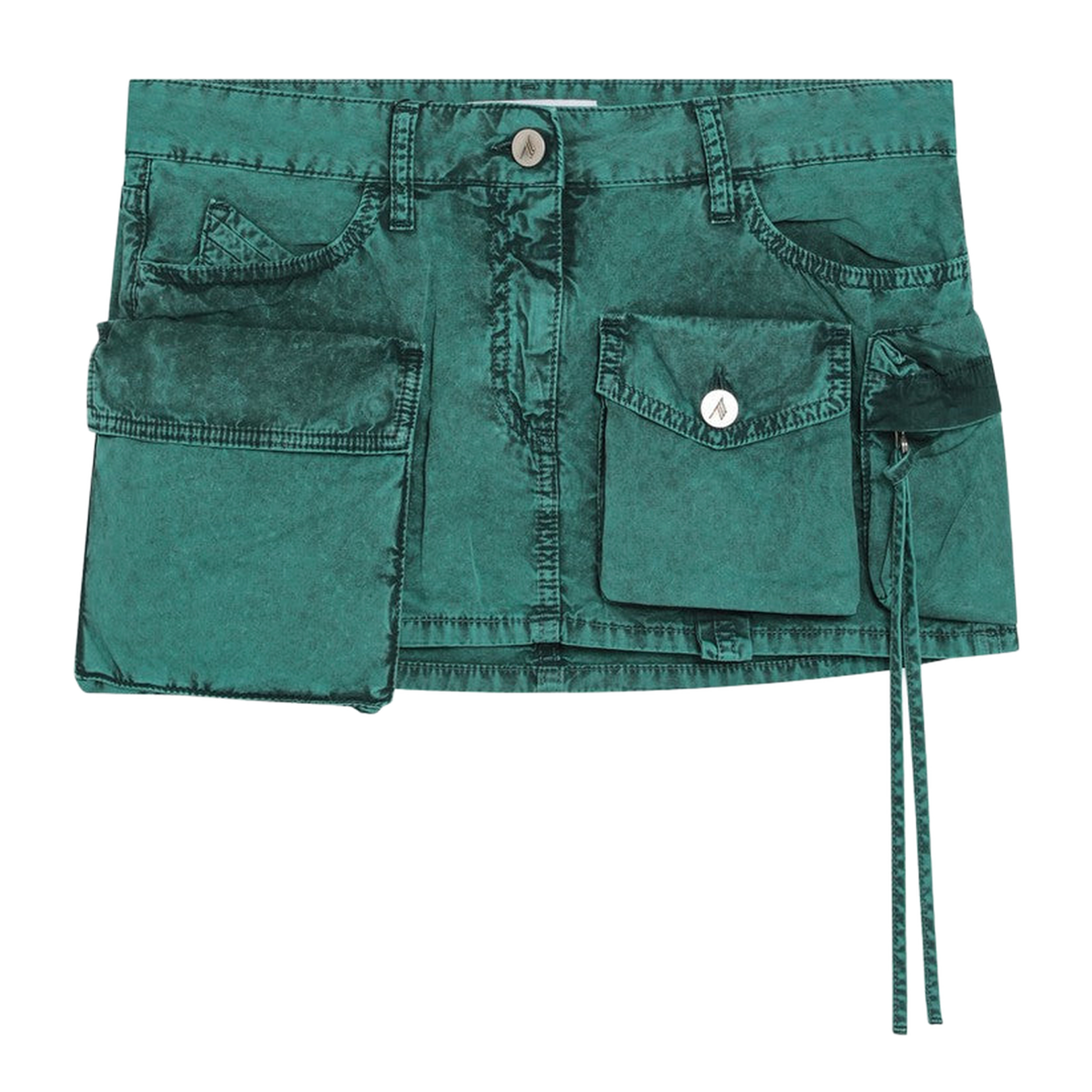 Green Cotton Denim Miniskirt