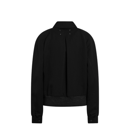 Black Zip-Up Jacket in Virgin Wool